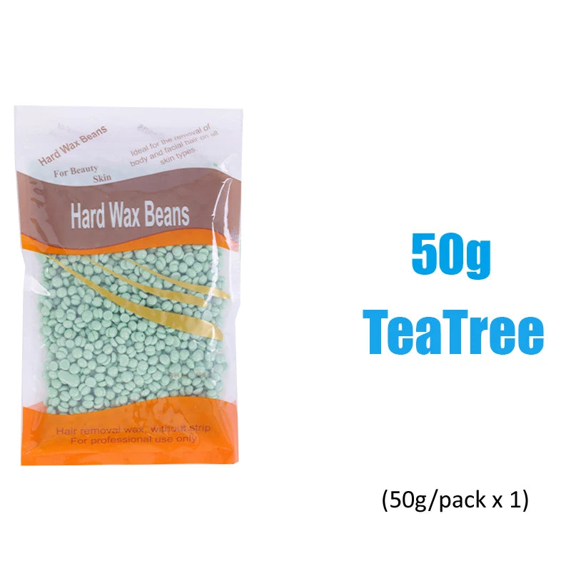 Hard Wax Beans Hair Removal – 500g/300g/50g Unisex Depilatory Wax Beans Zpaxo 50g-TeeTree
