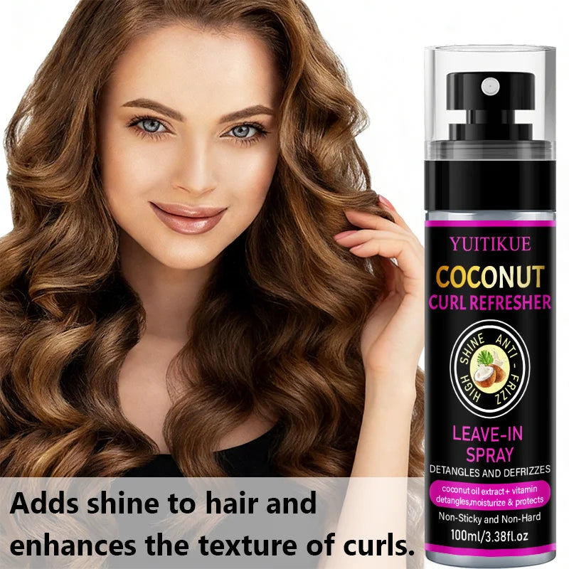 YUITIKUE Coconut Curl Refresher Spray | Leave-In Detangler Curl Refresher Spray Zpaxo