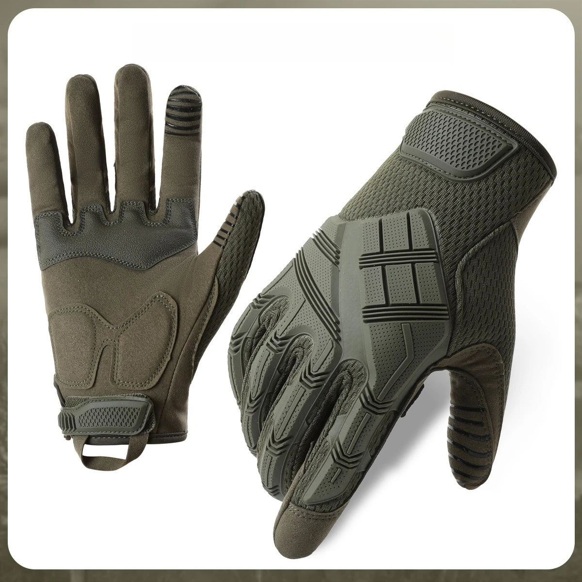Full finger tactical gloves for mens touch screen protection anti slip and wear-resistant outdoor cycling sports tactical gloves Zpaxo olive green1 XL