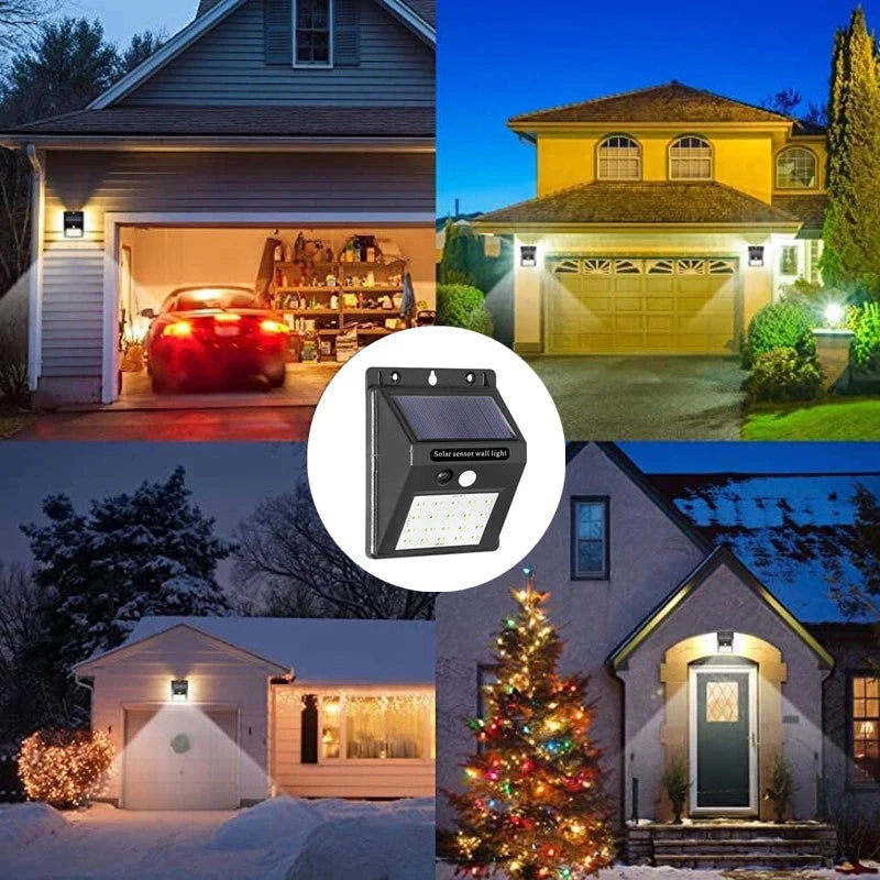 Solar Motion Sensor Wall Light – 20–30 LED Waterproof Outdoor