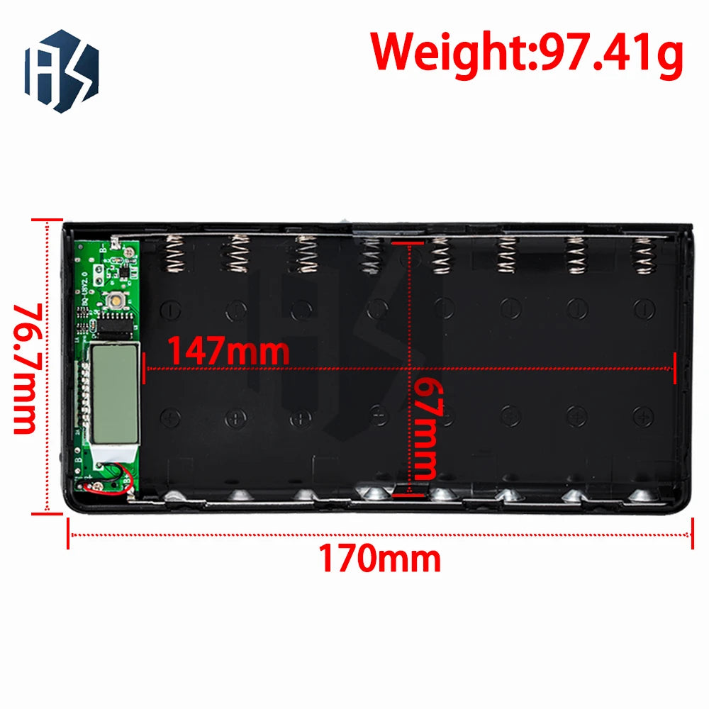 8 Cell 18650 Power Bank Shell DIY Portable Battery Case LCD Digital Zpaxo