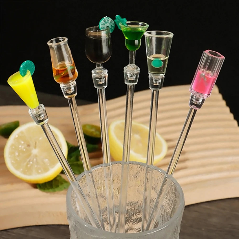 5Pcs/10Pcs Swizzle Sticks Acrylic Cocktail Stirrers 9 Inch Clear Shafts Drink Stirrer for Bars Cafes Party Restaurants Home Use Zpaxo
