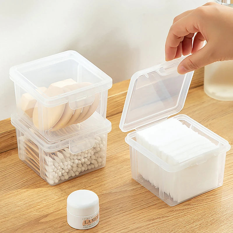 Dust-proof Cotton Swab Storage Box Transparent Beauty Egg Cosmetic Pads Box Cosmetic Sponge Box Bathroom Organizer Case Zpaxo