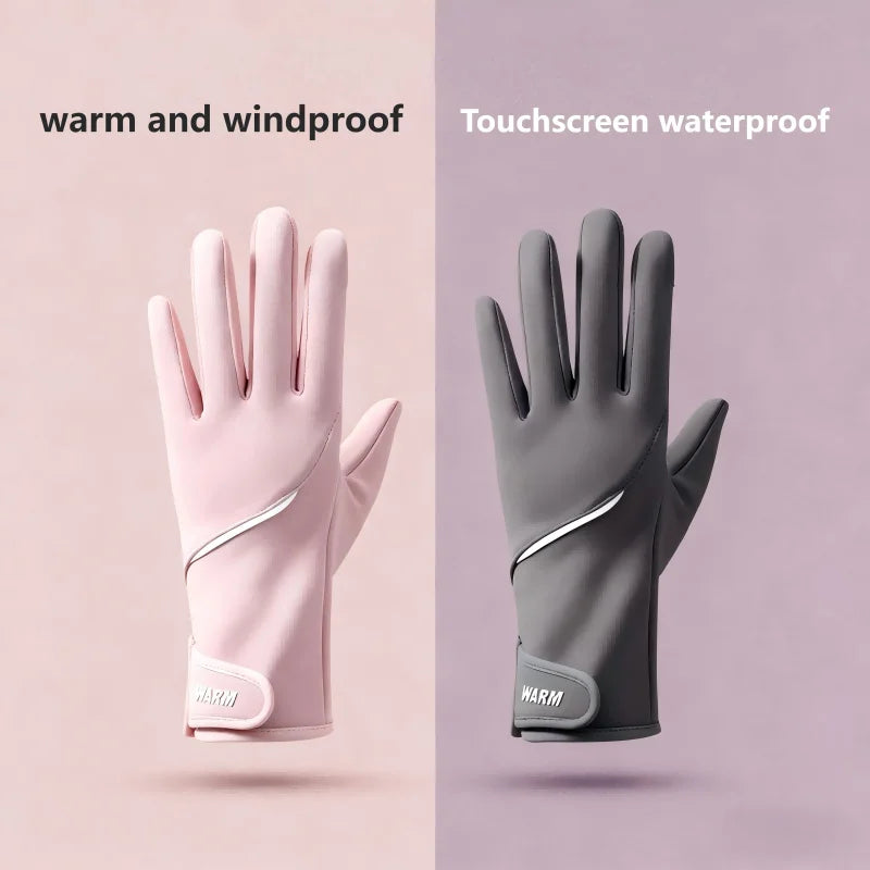 Cycling Non-slip Gloves Women's Winter Velvet Warm Windproof Outdoor Zpaxo