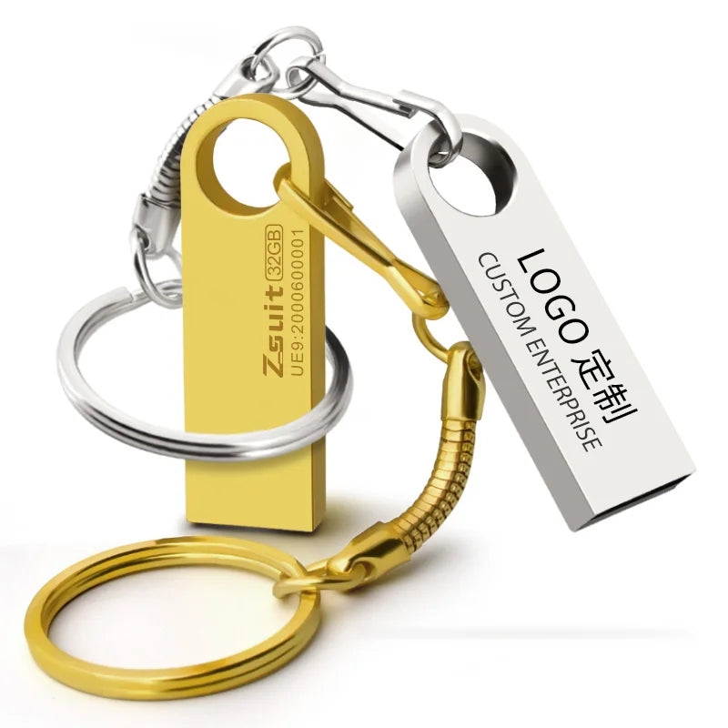 10pcs Metal USB Flash Drives 64GB Waterproof USB Stick 4GB Free Key Ring Pen Drive 3.0 Gift Free Shipp Memory USB 2.0 Free Logo Zpaxo