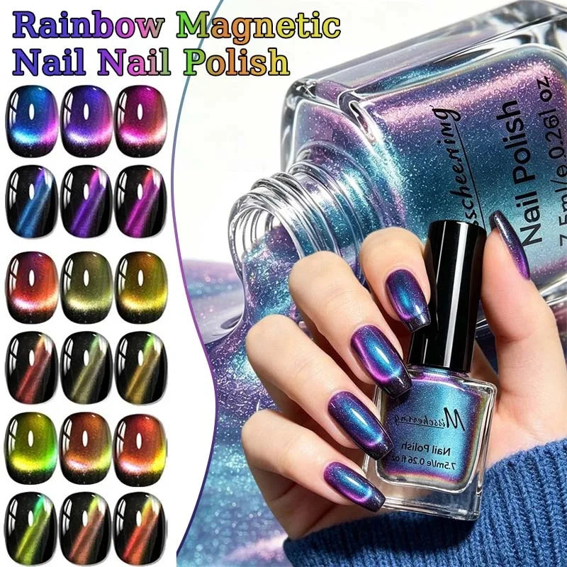 Iridescent Blue Cat Eye Nail Polish Magnetic Polarized Nail Gel No Lamp Baking Soak Off UV LED Manicure Design Nail Art Varnish Zpaxo