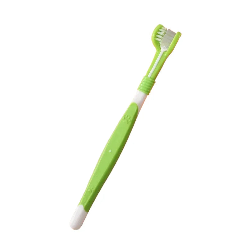 3-Sided Pet Toothbrush Dog Plastic Removing Tartar Cleaning Mouth Zpaxo green
