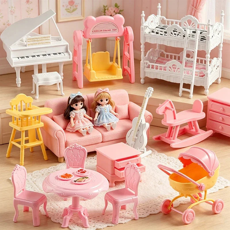 1 12 Scale Dollhouse Furniture Simulated Crib Piano Dining Table