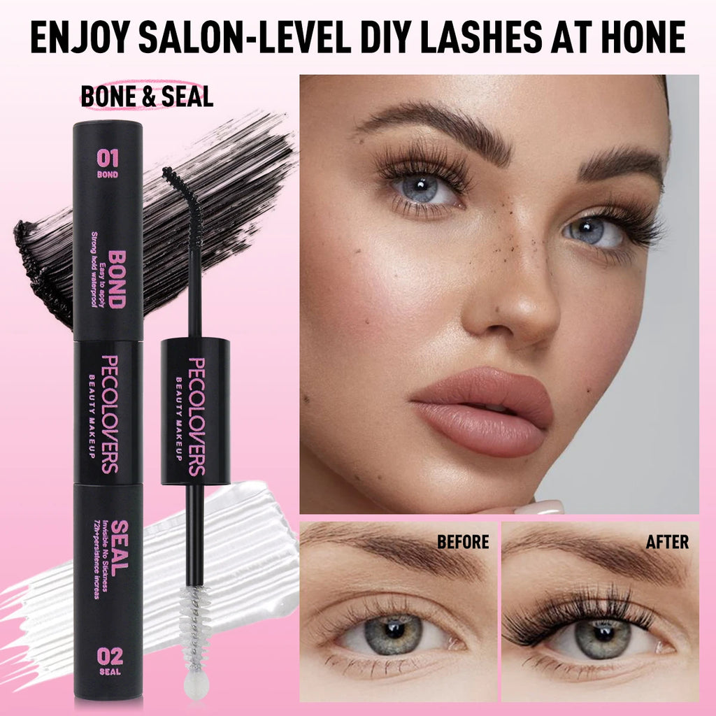 Double-head 2-in-1 False Eyelash Glue, Cluster Lash Adhesive, Strong Adhesive for Secure Hold,Quick-Dry Long-Lasting Mascara Zpaxo