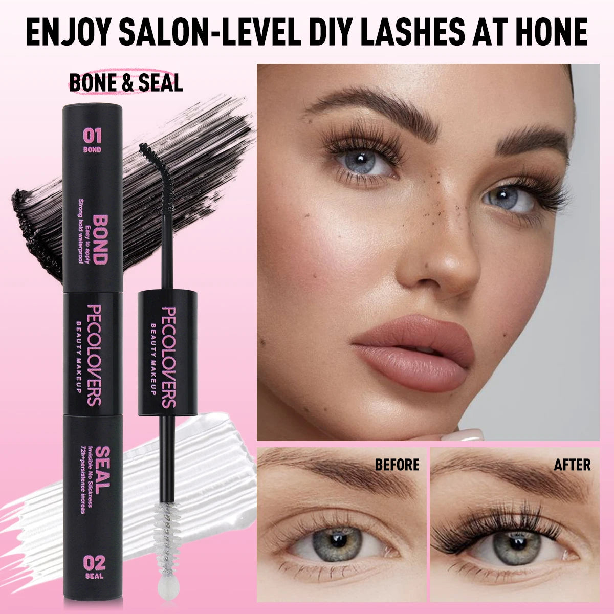 Double-head 2-in-1 False Eyelash Glue, Cluster Lash Adhesive, Strong Adhesive for Secure Hold,Quick-Dry Long-Lasting Mascara Zpaxo