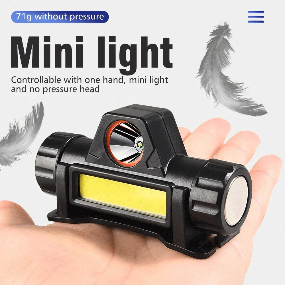 USB Rechargeable LED Headlamp – XPE COB, Magnetic & Waterproof