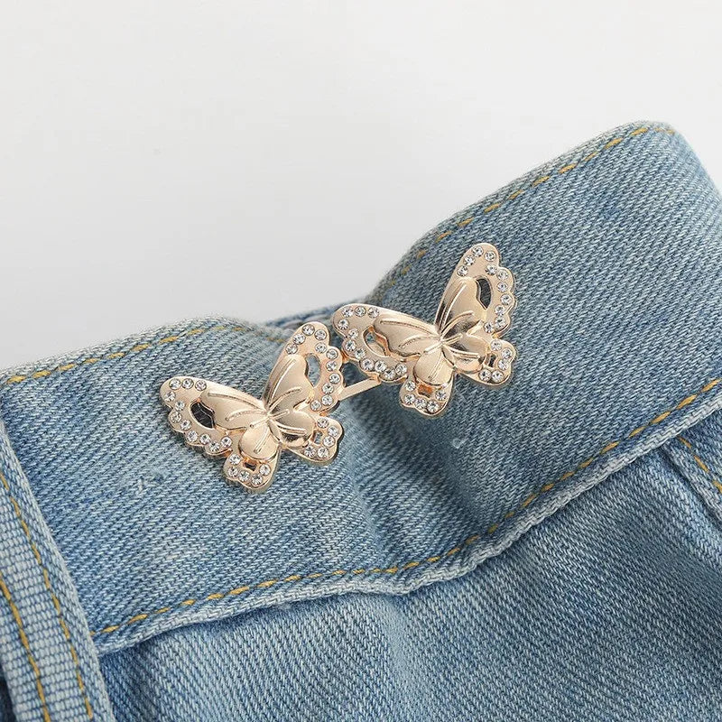 Jeans Button Adjustable Clips Pant Skirts Waist Tightener Buckle Snap Zpaxo B