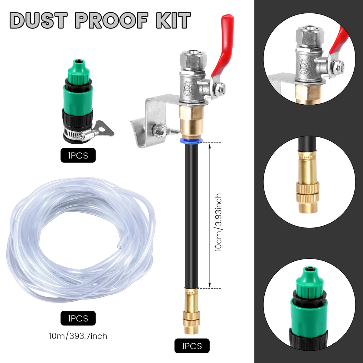 Dust Control Cutting Misting System with Universal Joint Water Nozzle Pipe Aluminum Spray System for Angle Grinder Sprinkler Zpaxo black 10cm set