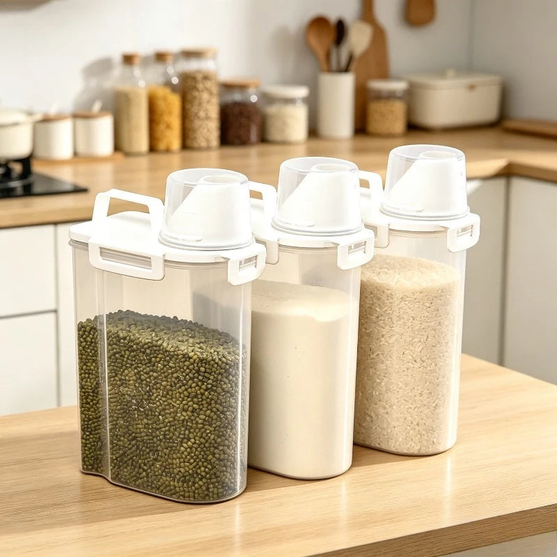 Rice Storage Container Pour Spout Airtight Transparent Grain