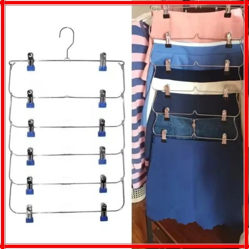 Multi Functional Folding Multi-Layer Pants Rack, Pants Hanger, Household Anti Slip And Seamless Wardrobe Storage Tool Zpaxo