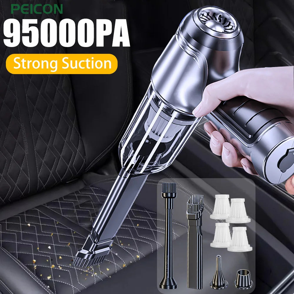 Car Vacuum Cleaner 95000PA Strong Suction Wireless Home 2in1 Handheld