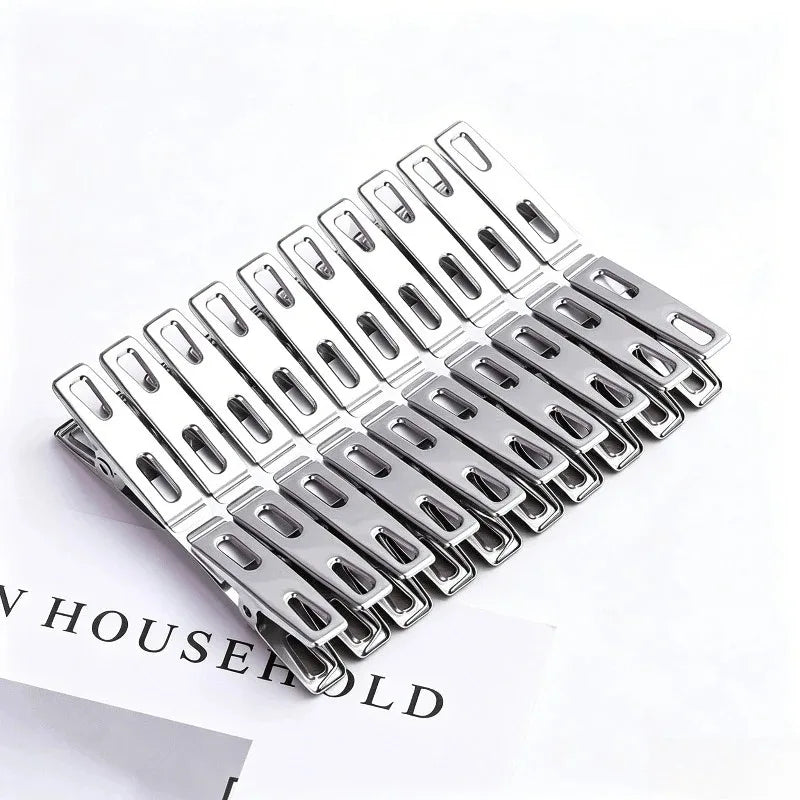 60pcs Stainless Steel Clothes Pegs Windproof Metal Clamps Multifunction Strong Clothespins Metal Clothes Clips For Clothes Sock Zpaxo