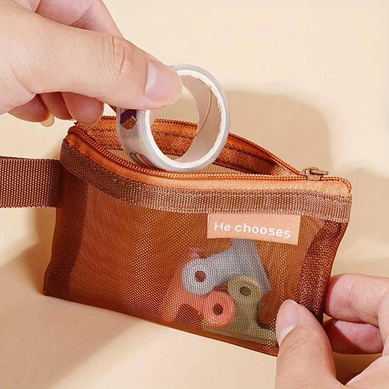 1 Mini Nylon Zipper Pouches Random Packable Lightweight Key Organizer