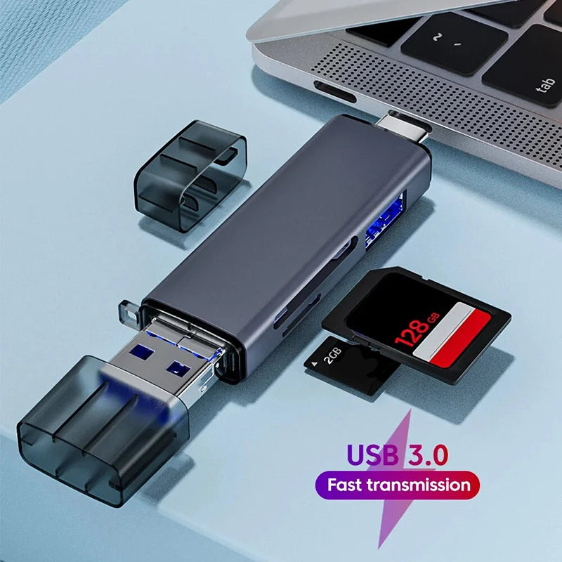 1 Card Reader Multifunctional Metal TF SD Adaper USB 3 0 C Micro