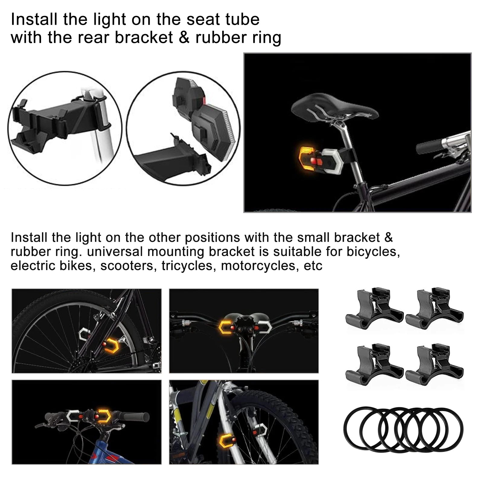 Cycling Bike Turn Signal Light Electronic Bell Horn LED Bicycle