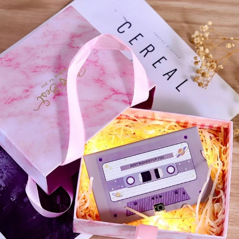 Message Recorder Cassette Recording Voice Tape Greeting Card Handmade Anniversary Gift Handmade Surprise for Birthdays Zpaxo
