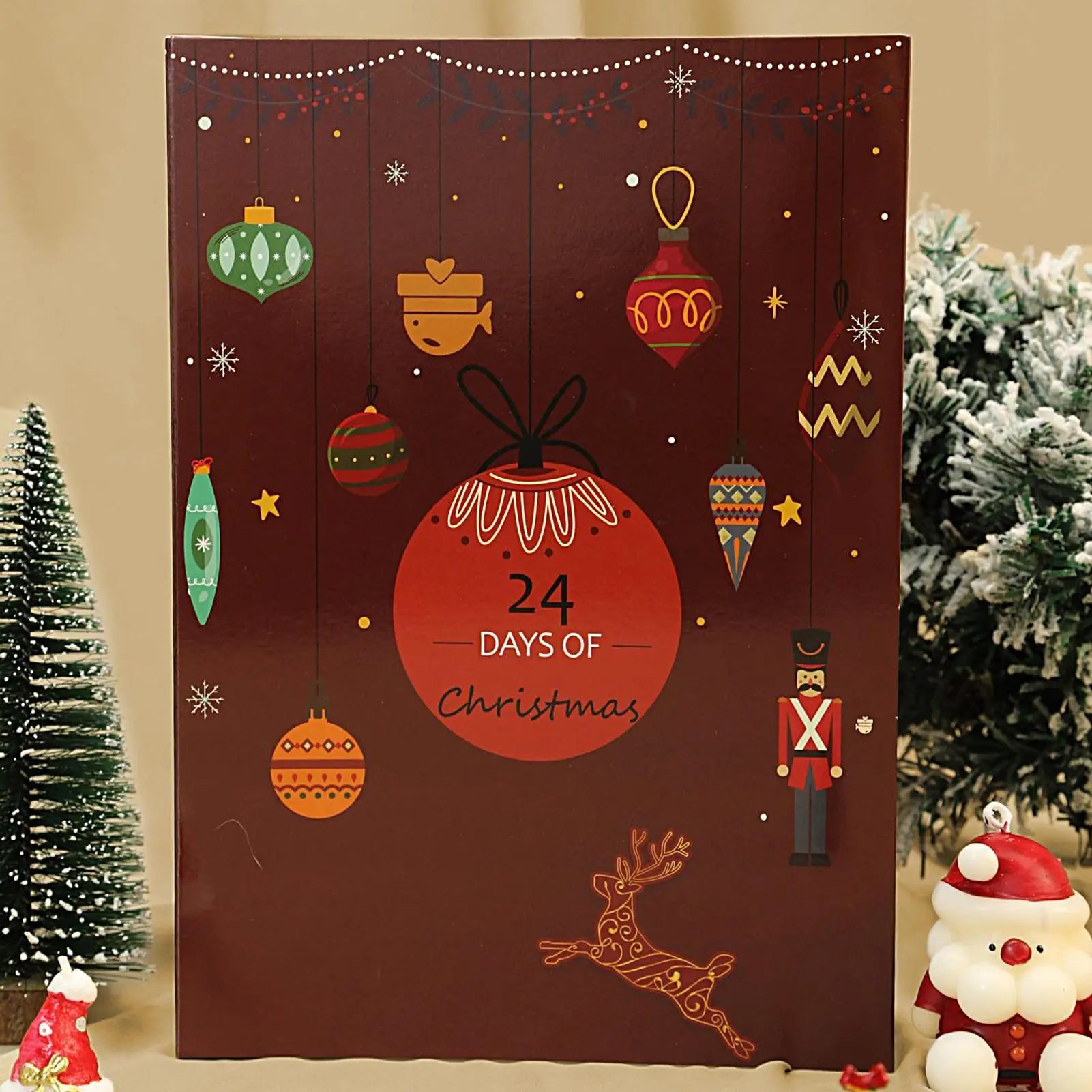 24 Days Christmas Advent Calendar Box Refillable Supports Countdown