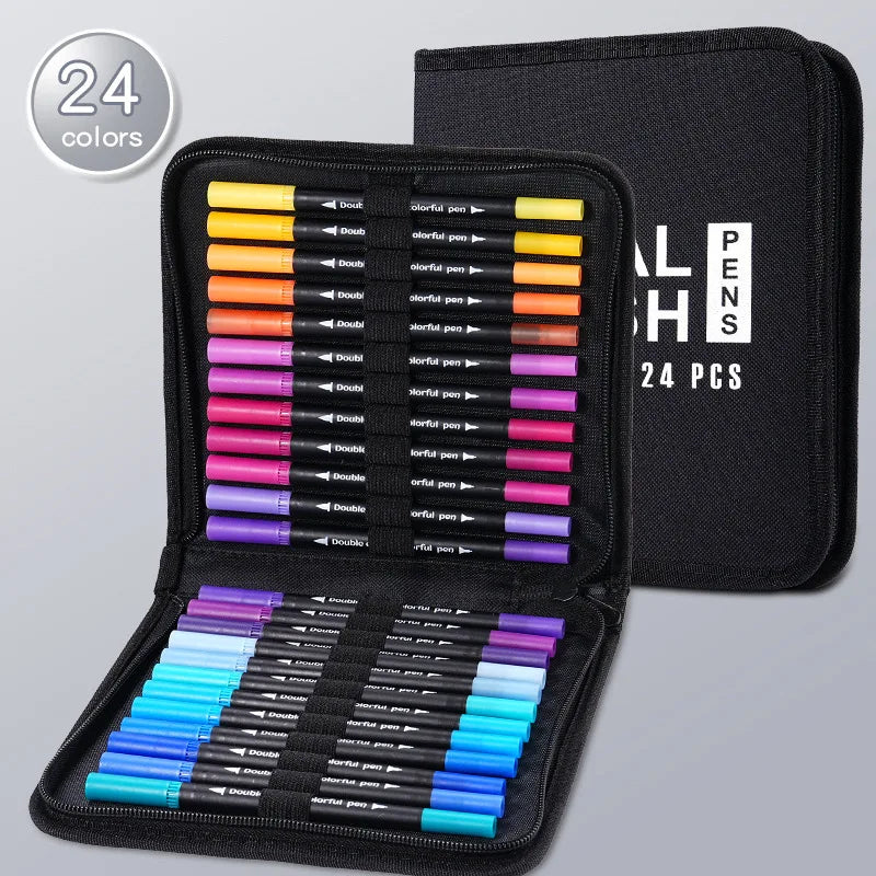Colors Brush Tip Markers Art markers, Dual Tip Brush Pens Coloring Markers for Coloring Book, Brush Pens for letterin Zpaxo 24 colors with bag