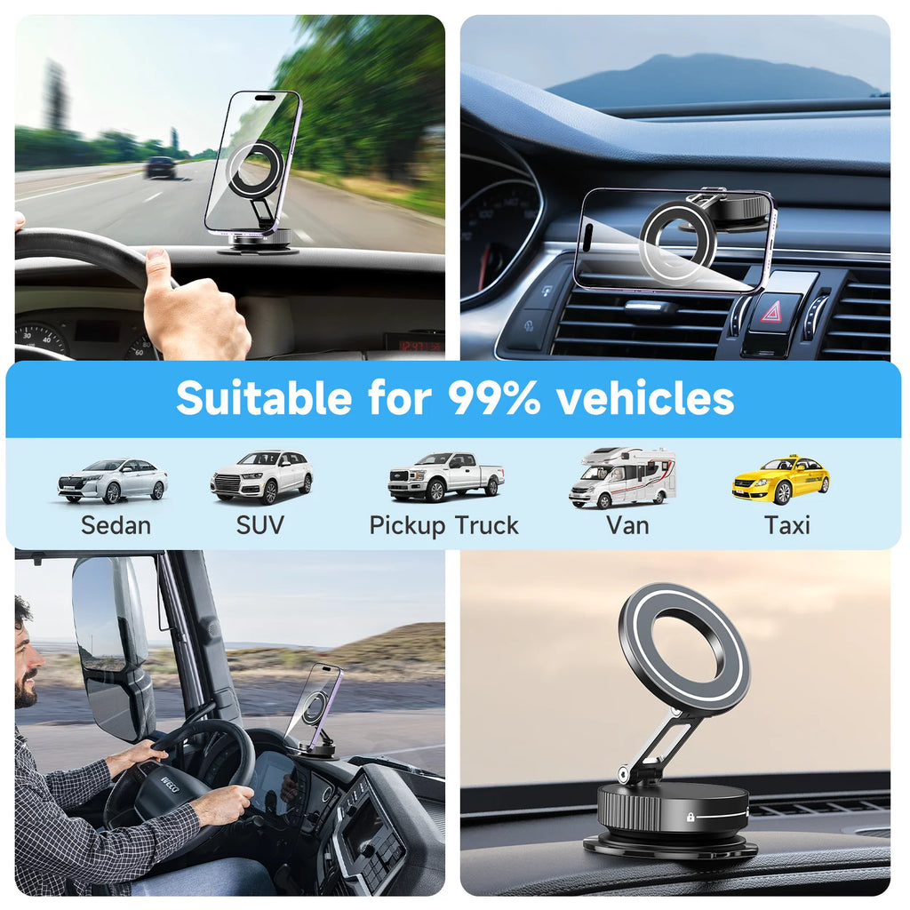 Vacuum Adsorption Car Phone Holder 360° Rotating Strong Suction Holder for Mobile Phone Desktop Live Streaming Zpaxo