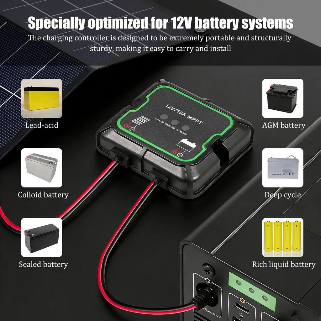 MPPT Solar Charge Controller 12V Efficiency Regulator LiFePO4 AGM