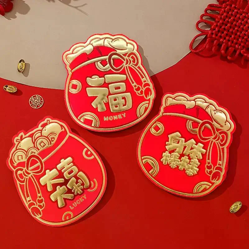6pc Chinese New Year Red Envelopes Supplies Spring Festival Lucky Money Pockets Decor Spring Festival Supplies Fuzi Red Envelope Zpaxo