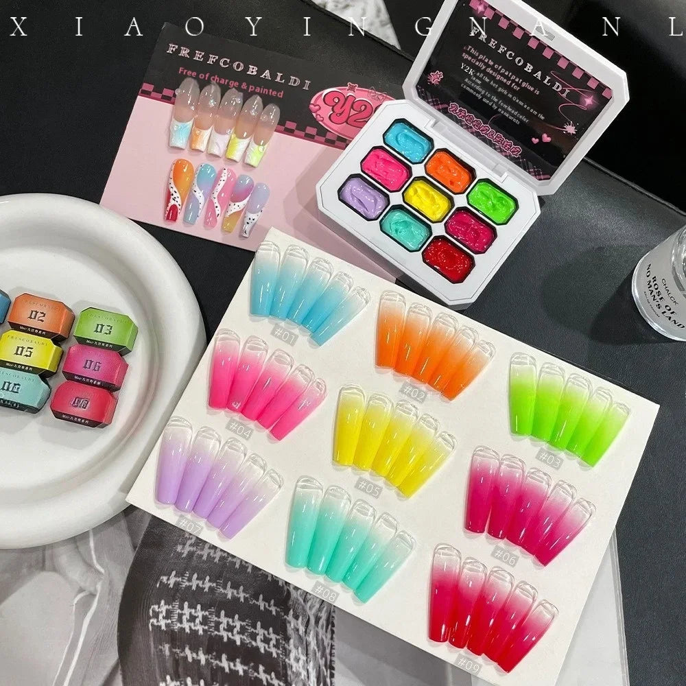 9-Color Chinese Style Gel Nail Glitter & Eye Shadow Palette Gel Nail Glitter Palette Zpaxo