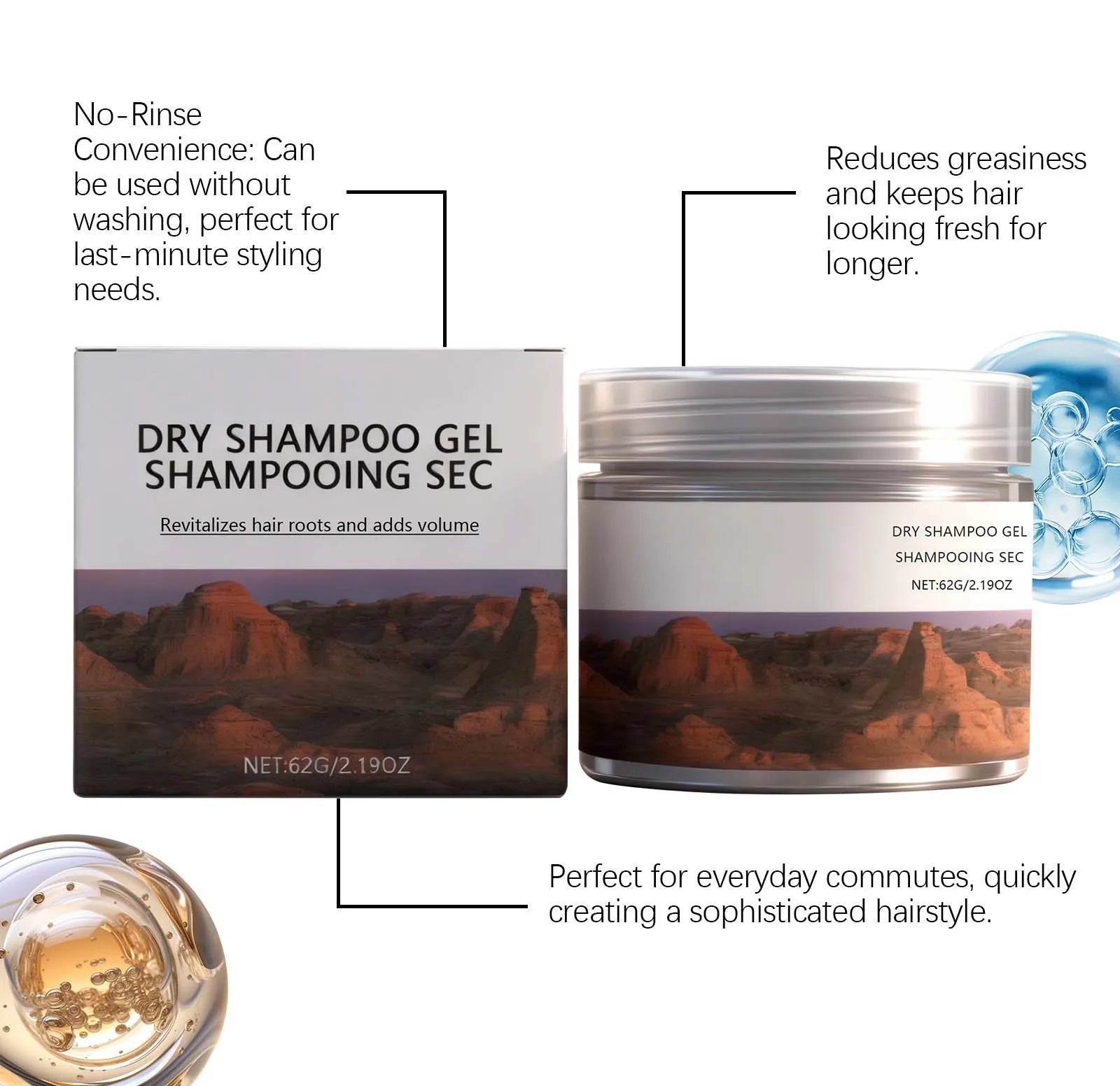 Coconut Oil Dry Shampoo Gel – Add Volume & Refresh Hair 62g Dry Shampoo Gel Zpaxo