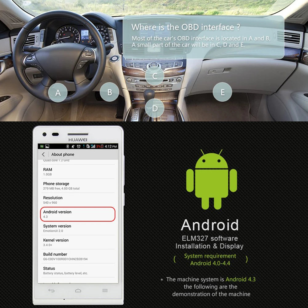 OBD2 Car Diagnostic Tool Scanner Bluetooth ELM327 OBDII Auto V2 1