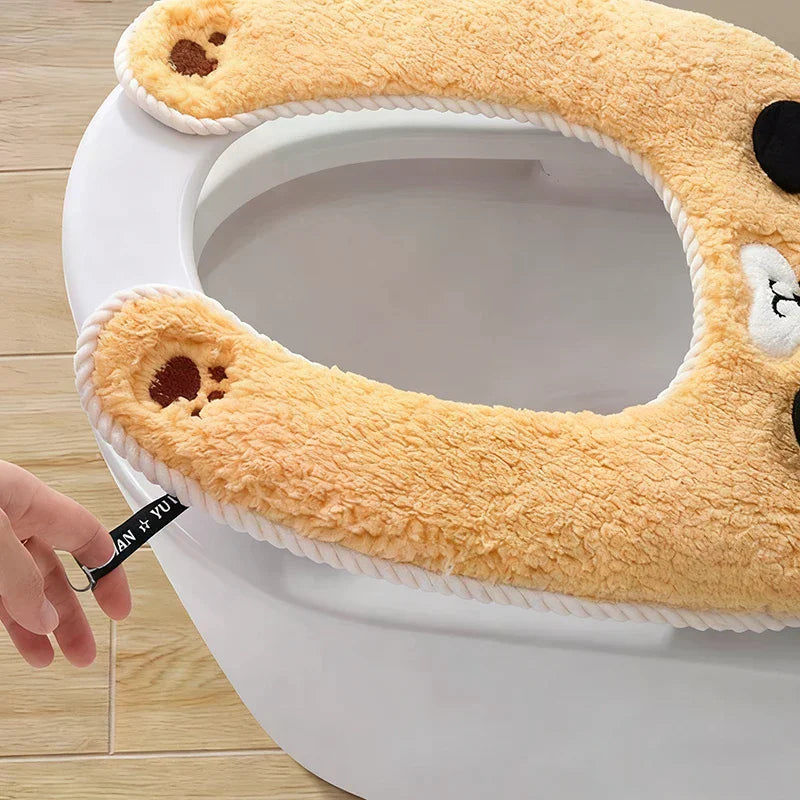 Thickened Plush Toilet Seat Cover – Warm Cushion for Bathroom Toilet Seat Cover Zpaxo