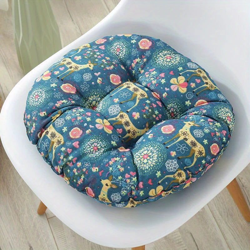 Fashionable Circular Seat Cushion Ethnic Fabric Yoga Mat Thick And Comfortable Seat Dining Chair Cushion Tatami Stool Cushion Zpaxo cyan 40x40cm