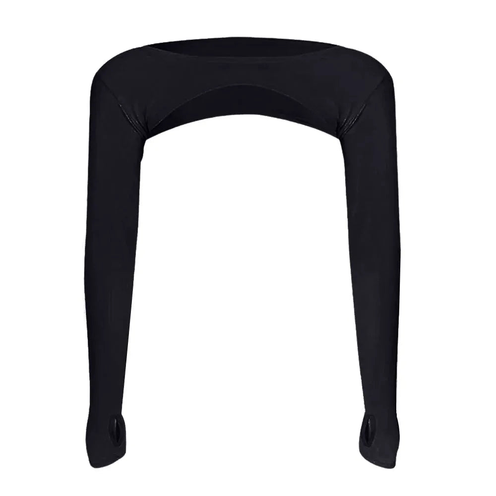 UV Protection Elastic Raglan Sleeve Shawl Sun Protection Thin Summer Yoga Exercise Shawl Breathable Ice Silk Arm Sleeves Zpaxo Black