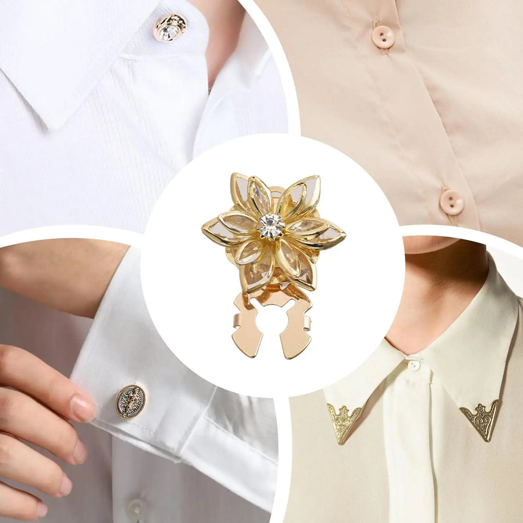 Flower Cuff Links Elegant Vintage Gold Lotus Shape Adjustable Button