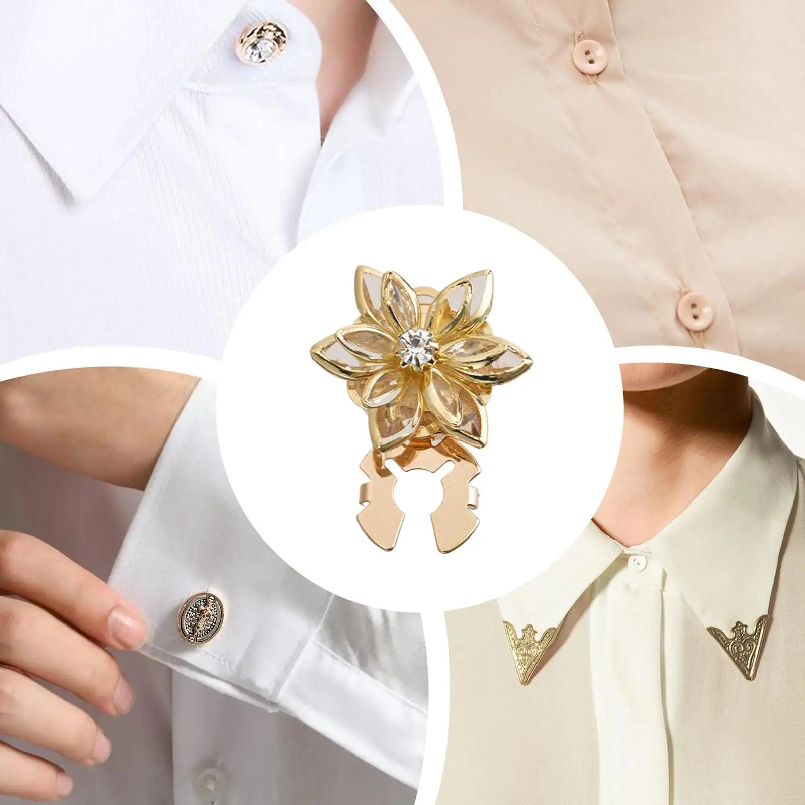 Flower Cuff Links Elegant Vintage Gold Lotus Shape Adjustable Button