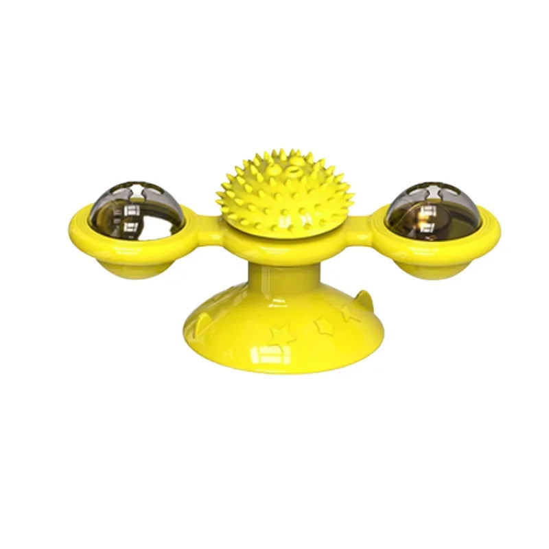 Windmill Cat Toy Interactive Pet Toys Cats Puzzle Game Whirligig Zpaxo YELLOW