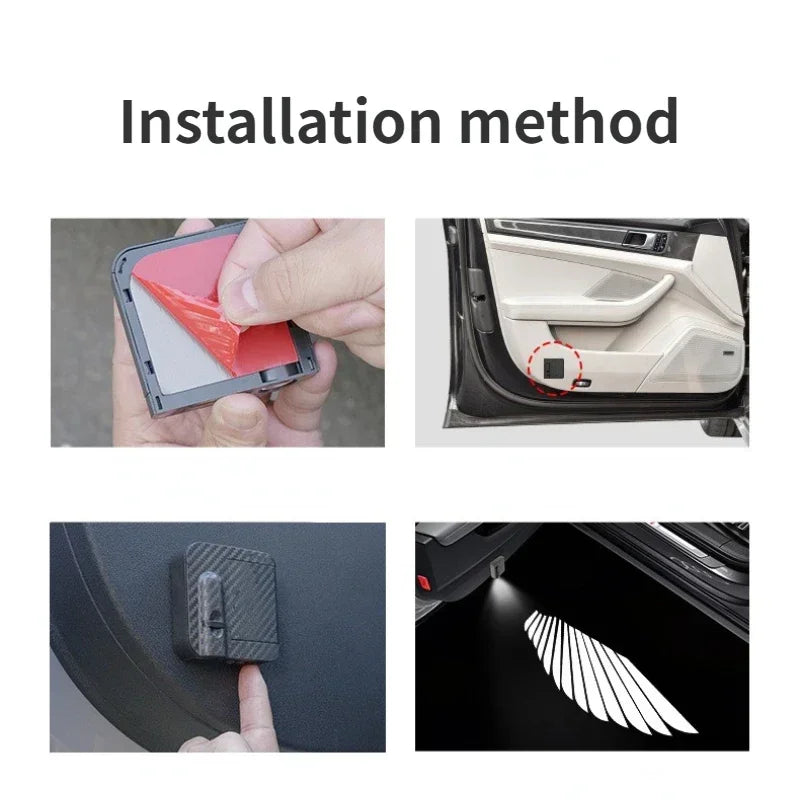 Car Angel Wings Wireless Door LED HD Welcome Courtesy Shadow