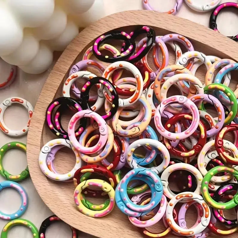 8pcs random Alloy Key Rings – Colorful Donut Spring Gate Carabiners, Keychain Connectors for Jewelry & Crafts Zpaxo