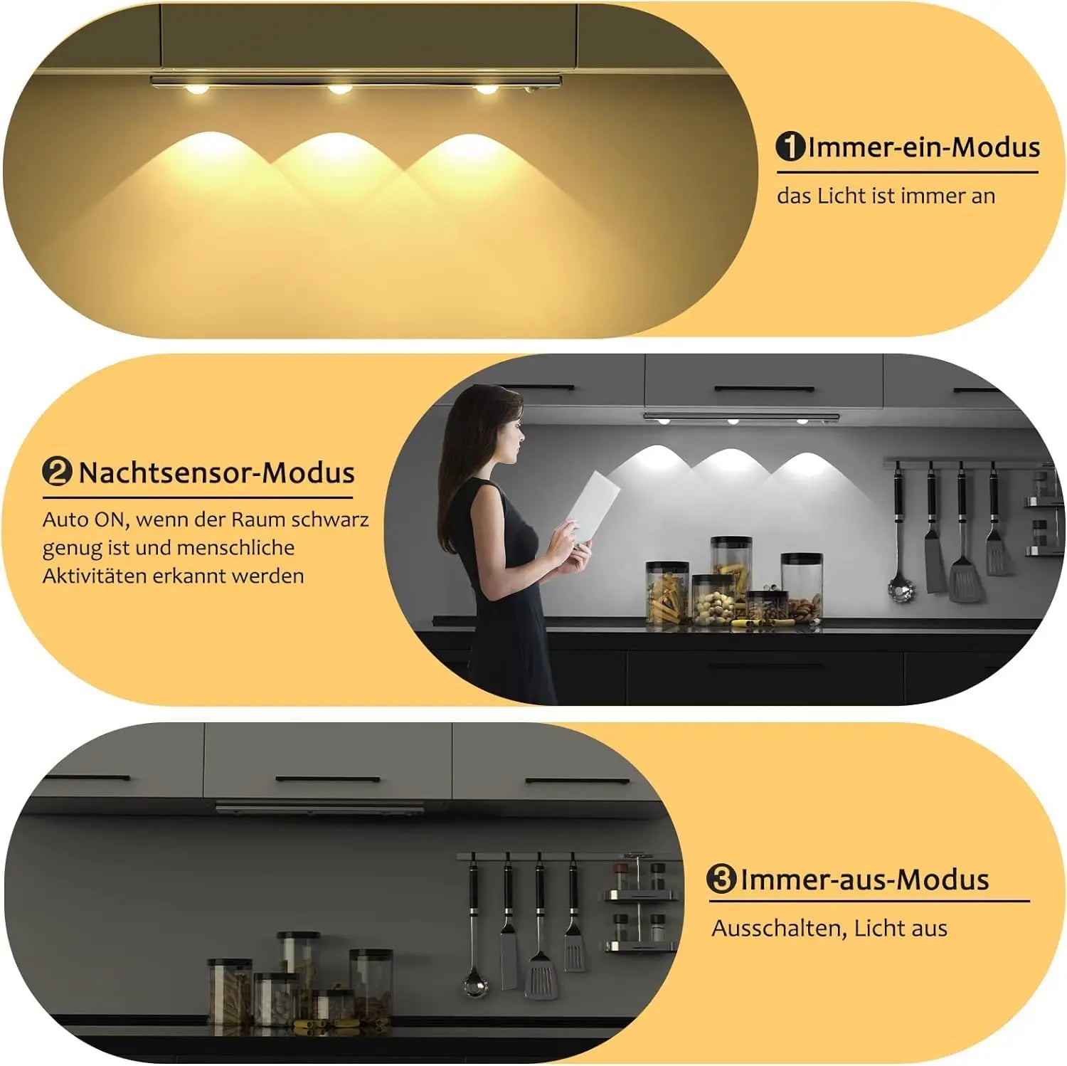 Wireless Ultra Thin Motion Sensor LED Cabinet Light Dimmable Lamp USB Rechargeable 3 Colors for Kitchen Wardrobe Bedroom Stairs Zpaxo