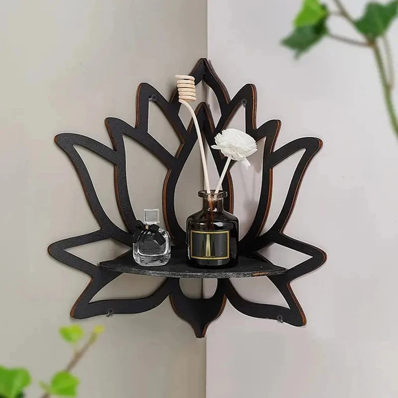 Wooden Lotus-shaped Hollow Decorative Stand Aromatherapy Organizer