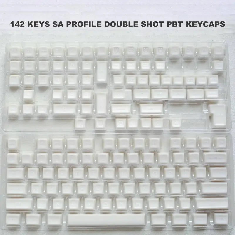 652F 142Keys White Jade Like Keycaps Profile Double Shot PBT For Mechanical Keyboards Zpaxo
