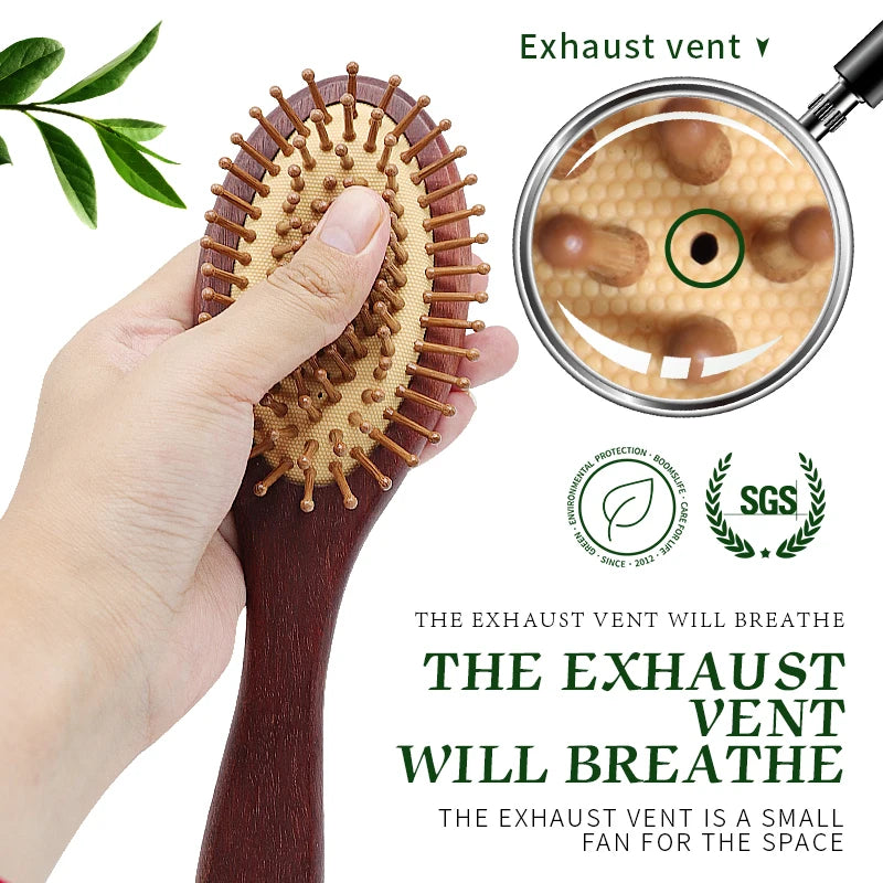 BOOMSLIFE Personalized Massage Scalp Hair Brush Wide Tooth Oak Wood Comb for Hair Women Custom Wood Needle Styling Hairbrush Zpaxo
