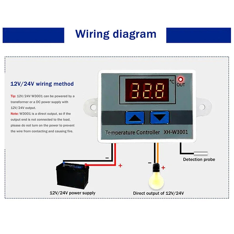 12V 24V 220V XH-W3005 Digital Humidity Controller Humidistat Hygrometer Humidity Control Switch Regulator + Humidity Sensor Zpaxo
