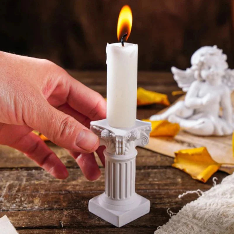 Roman Stone Column Greek Statue Pedestal Candlestick Holder Small