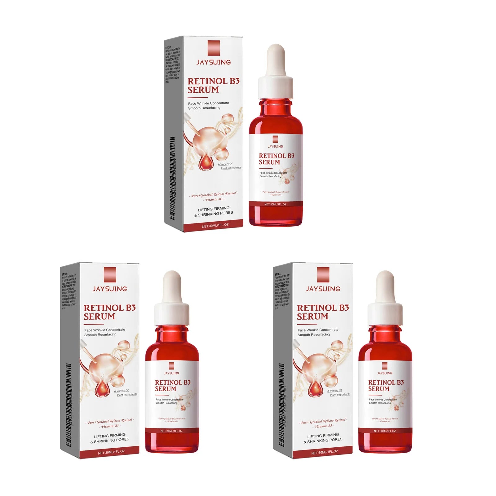 Retinol B3 Face Essence Deep Moisturizing Fade Fine Line Lifting Firming Repair Smooth Nourish Tighten Brighten Serum Skin Care Zpaxo 3 x 30ml Boxed