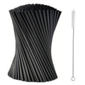 Black Drinking Straws Straw Brush Cocktail Reusable Flexible Plastic
