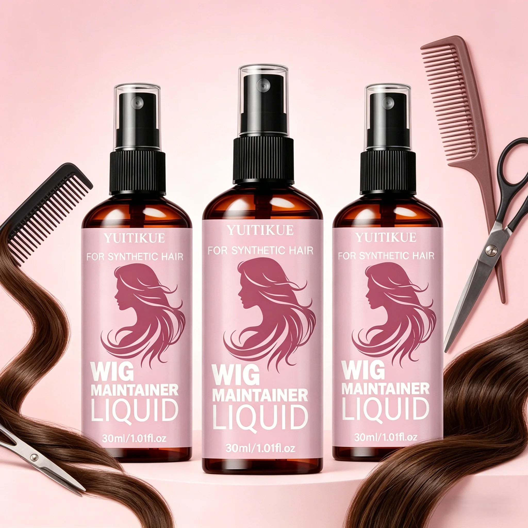 YUITIKUE Wig Detangler Spray for Smooth Shiny Synthetic Hair Wig Detangler Spray Zpaxo 3pc